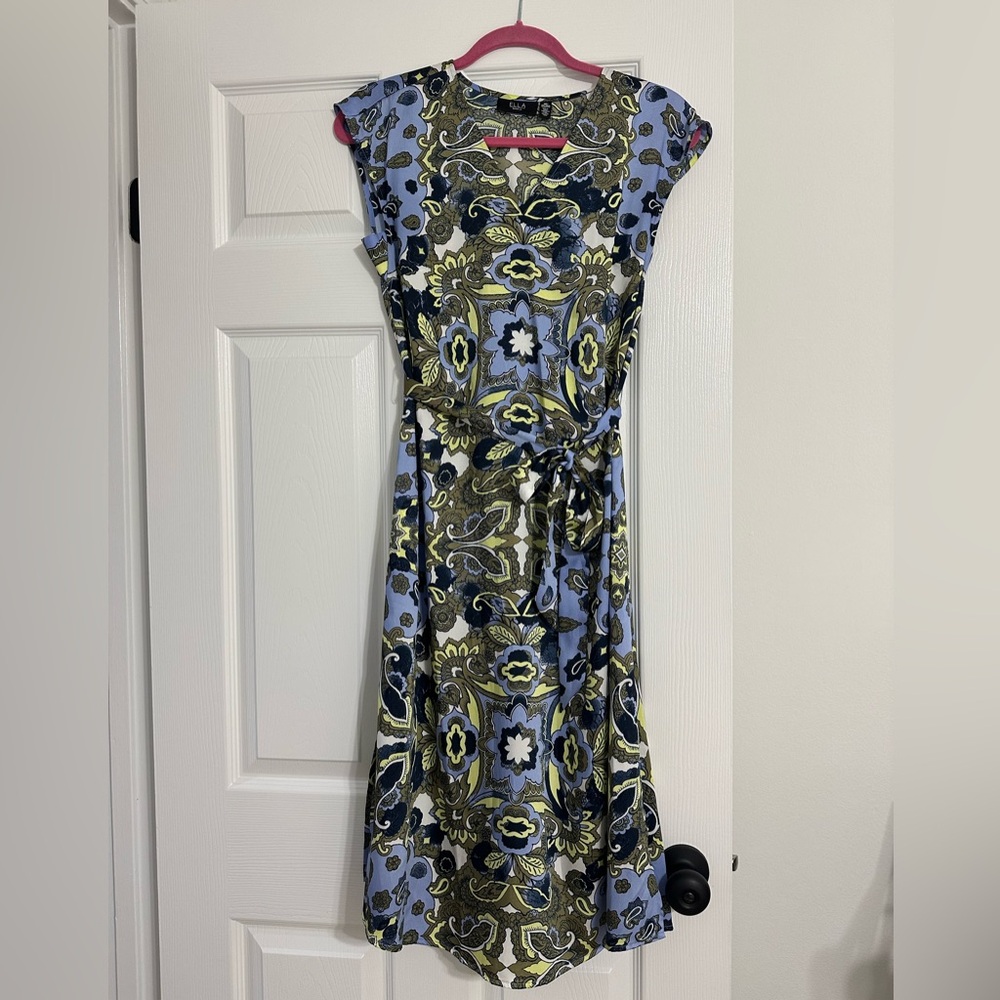 Rafaella Blue and Green Paisley Midi Dress